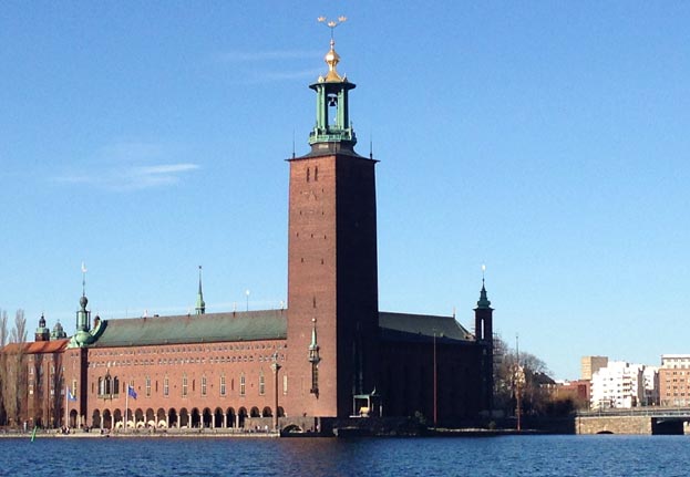 Nyårsdikt på Stadshustrappan i Stockholm